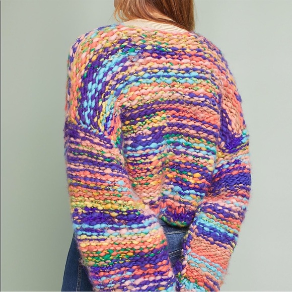 🆕 Anthropologie Maeve Multicolor Hand-knit Cardigan - Picture 3 of 12
